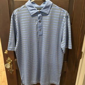 Footjoy Blue Striped Polo Shirt